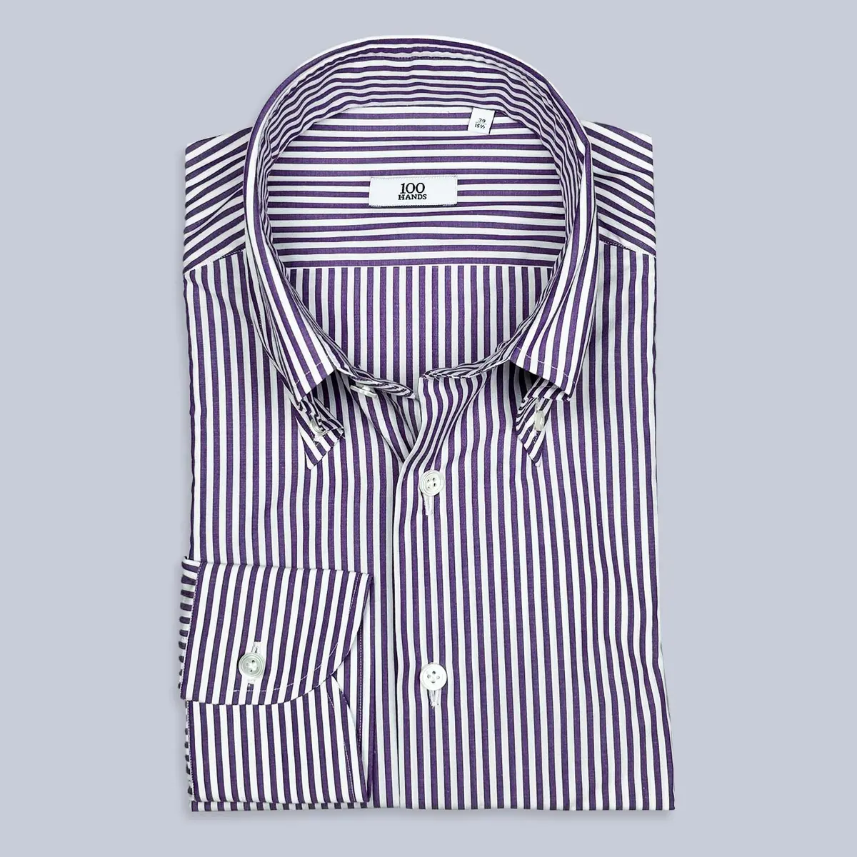 Purple White Striped Button Down Shirt 1