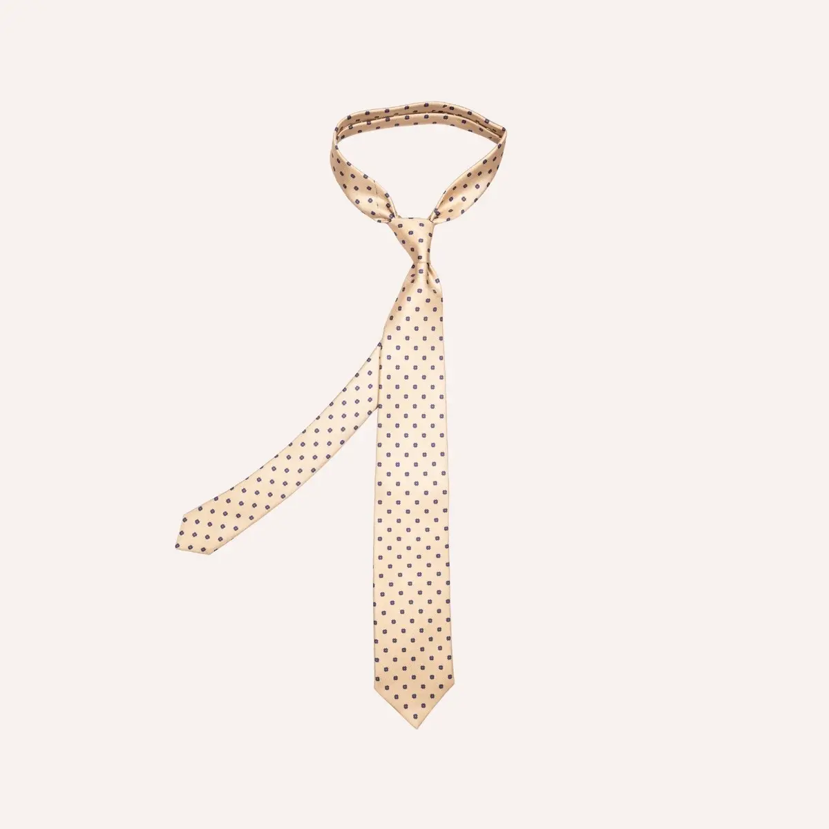 Khaki Flower Pattern Silk Tie 1