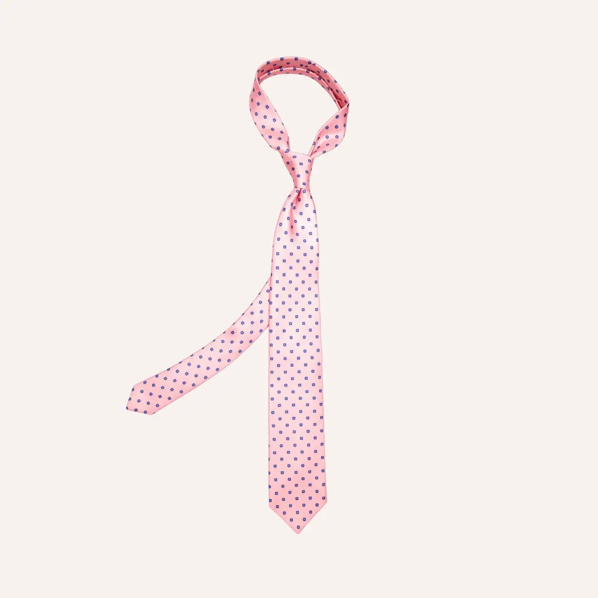 Pink Flower Pattern Silk Tie 1