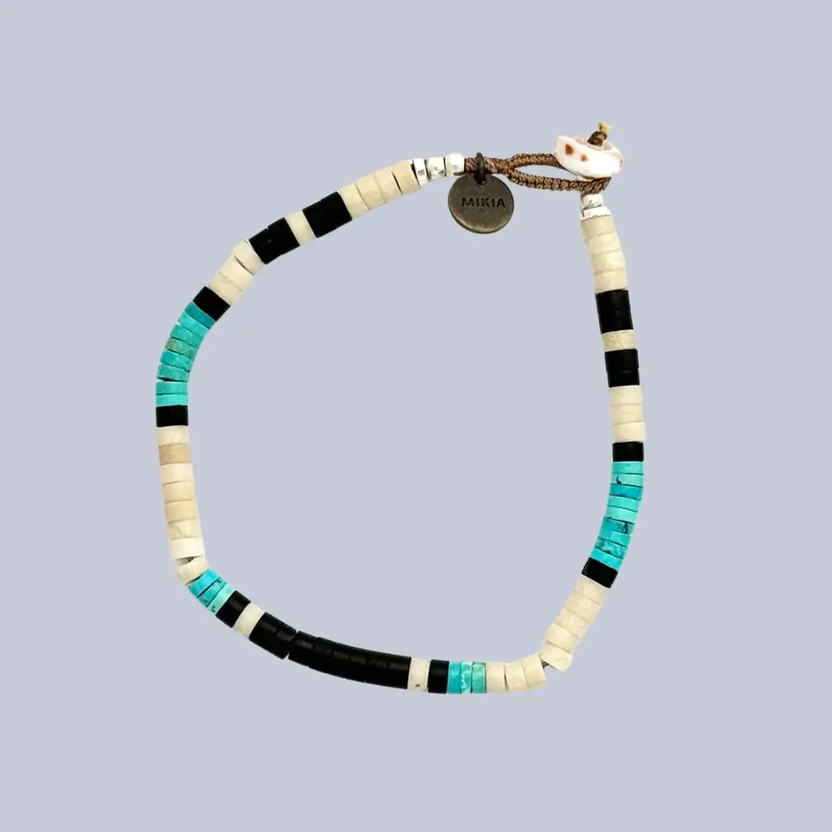 Fossil Jasper Turquoise Heishi Beads Bracelet 1