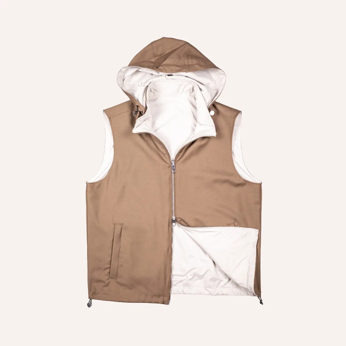Tobacco Brown Reversible Wool & Polyester Lightweight Gilet 1