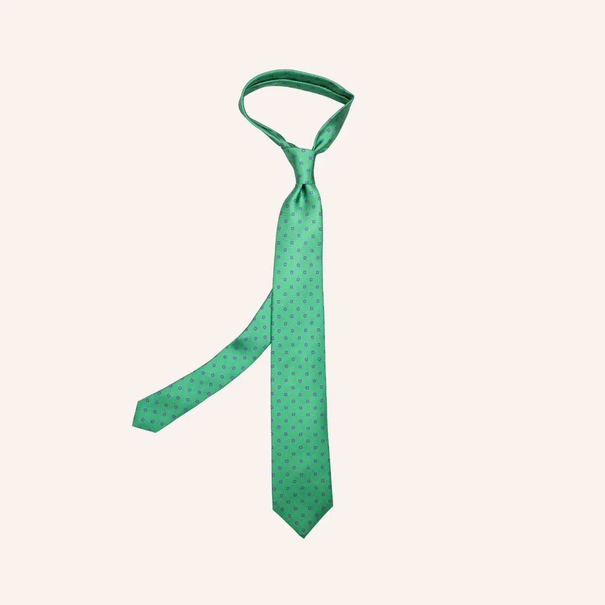 Green Flower Pattern Silk Tie 1