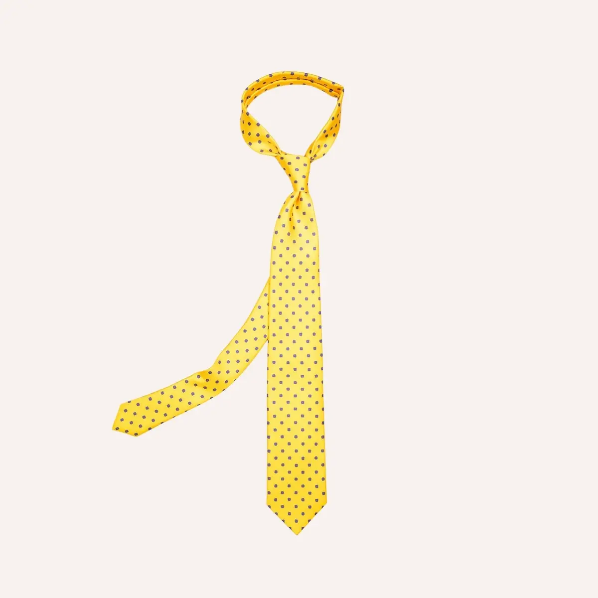 Yellow Flower Pattern Silk Tie 1