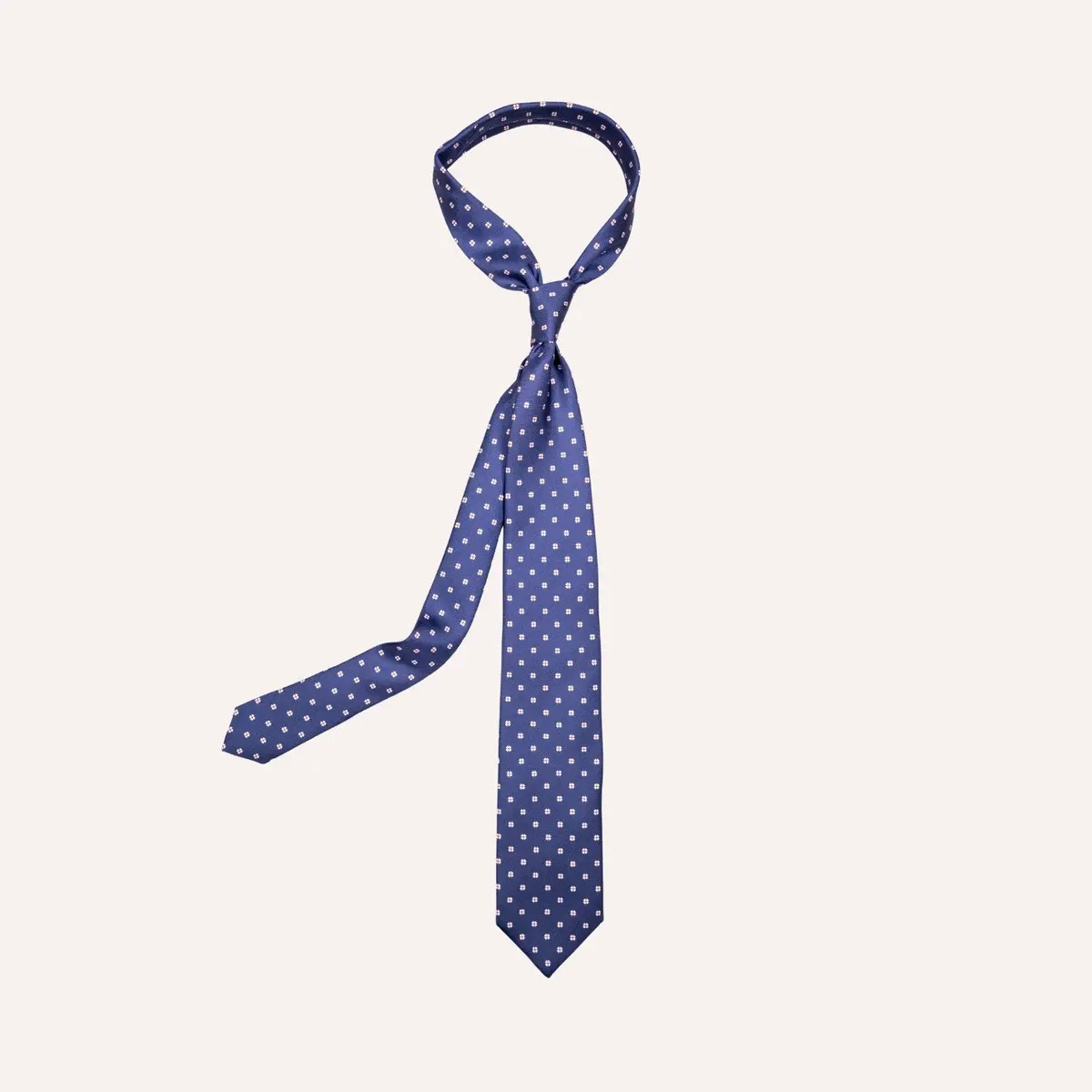 Blue Flower Pattern Silk Tie 1