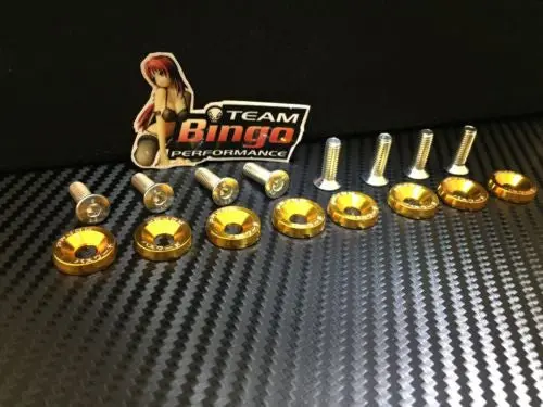 Fender Washers / Bolts ( Gold ) 8 Pack M6 Countersunk Screws Jdm 1