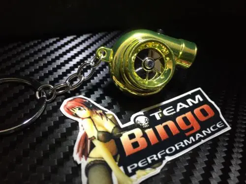 Electronic Spinning Turbo Key Ring Chain With Led & Sound Chrome Gold Jdm Gift 1