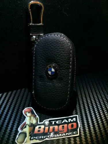 Leather Car Key Remote Key Fob Case Holder Key Ring / Chain Euro Bmw 1