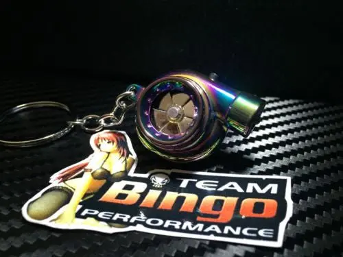 Electronic Spinning Turbo Key Ring Chain With Led & Sound Neo Chrome Jdm Gift 1