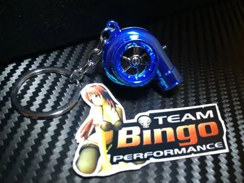 Electronic Spinning Turbo Key Ring Chain With Led & Sound Chrome Blue Jdm Gift 1