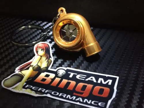 Electronic Spinning Turbo Key Ring Chain With Led & Sound Chrome Orange Jdm Gift 1