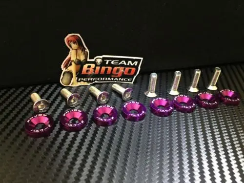 Fender Washers / Bolts ( Purple ) 8 Pack M6 Countersunk Screws Jdm 1