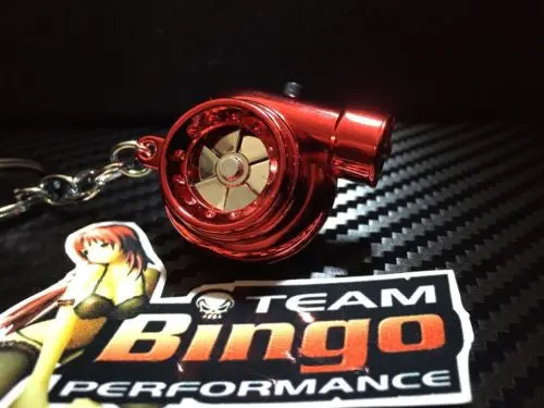 Electronic Spinning Turbo Key Ring Chain With Led & Sound Chrome Red Jdm Gift 1
