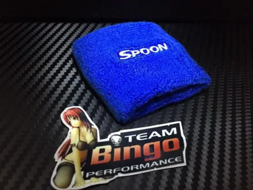 Spoon Clutch Brake Oil Reservoir Fluid Tank Sock Cover Blue Wrist Sweat Band 1