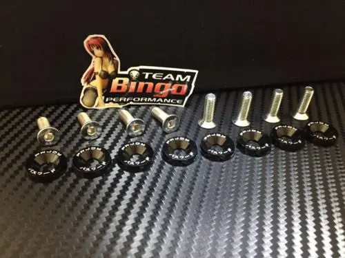 Fender Washers / Bolts ( Black ) 8 Pack M6 Countersunk Screws Jdm 1