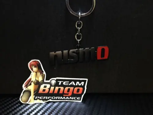 Nismo Nissan Polished Metal Car Keyring Chains Car Logo Badge Key Ring Jdm Black 1