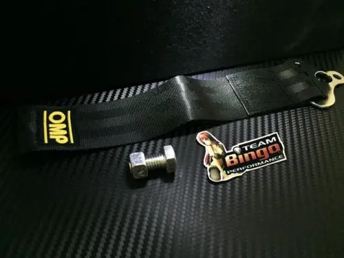 Omp Tow Strap ( Black ) 8Mm & 14Mm Mounting Holes Jdm Race Rally Drift 1
