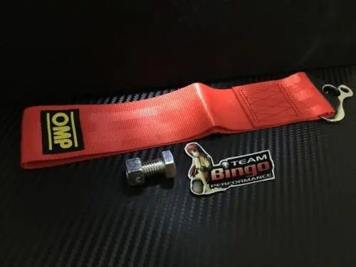 Omp Tow Strap ( Red ) 8Mm & 14Mm Mounting Holes Jdm Race Rally Drift 1