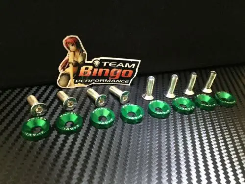 Fender Washers / Bolts ( Green ) 8 Pack M6 Countersunk Screws Jdm 1