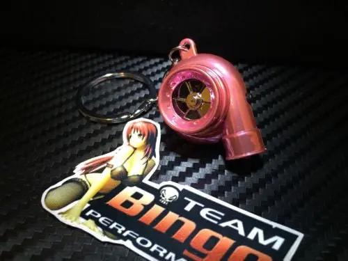 Electronic Spinning Turbo Key Ring Chain With Led & Sound Chrome Pink Jdm Gift 1