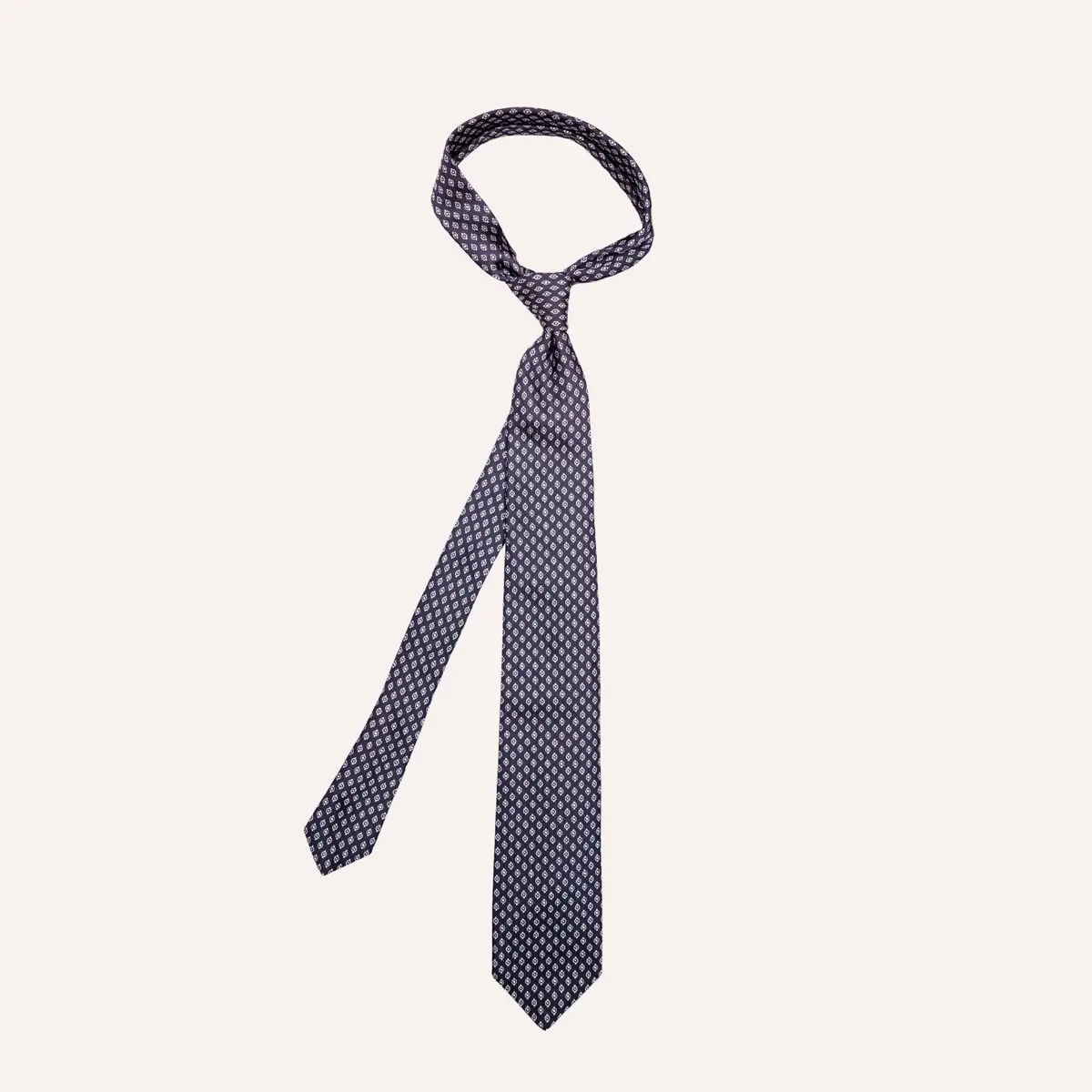 Navy Silver Silk Dot Pattern Tie 1