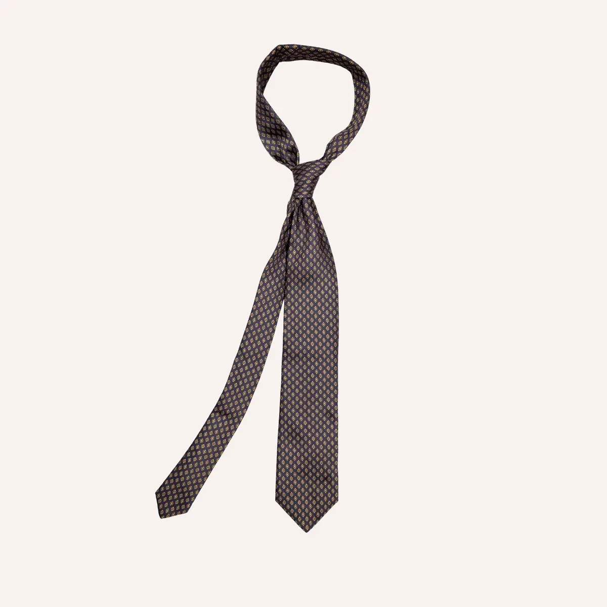 Navy Gold Silk Dot Pattern Tie 1