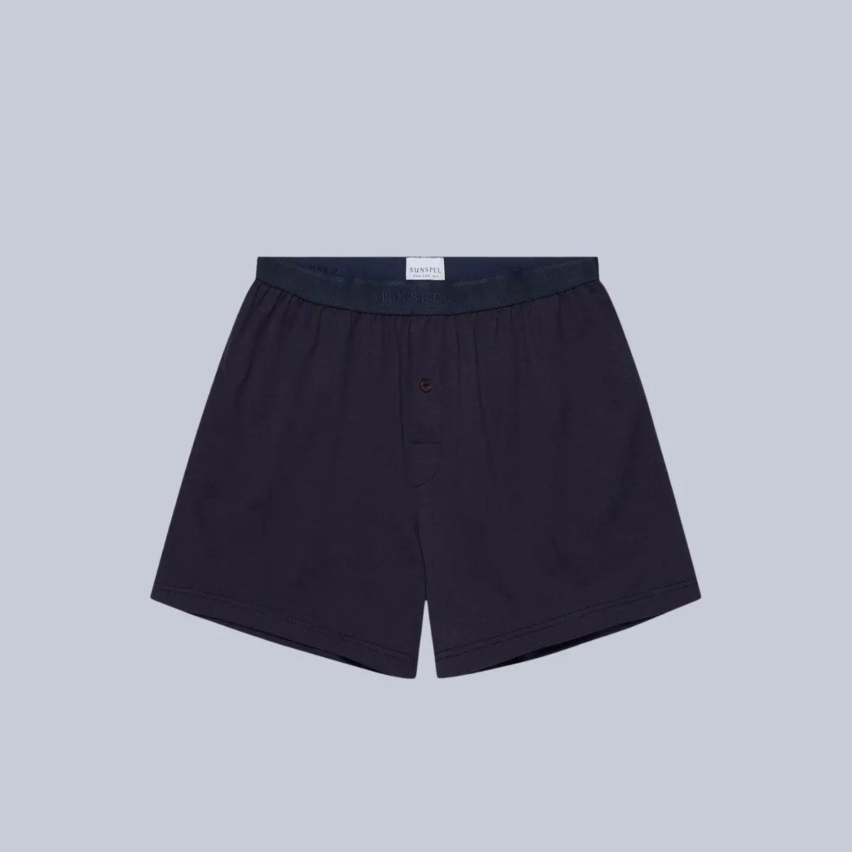 Navy Superfine Cotton One‑Button Boxer Shorts 1