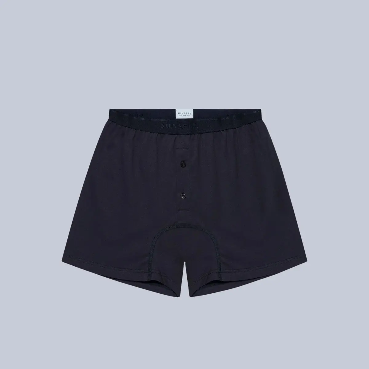 Navy Superfine Cotton Two‑Button Boxer Briefs 1