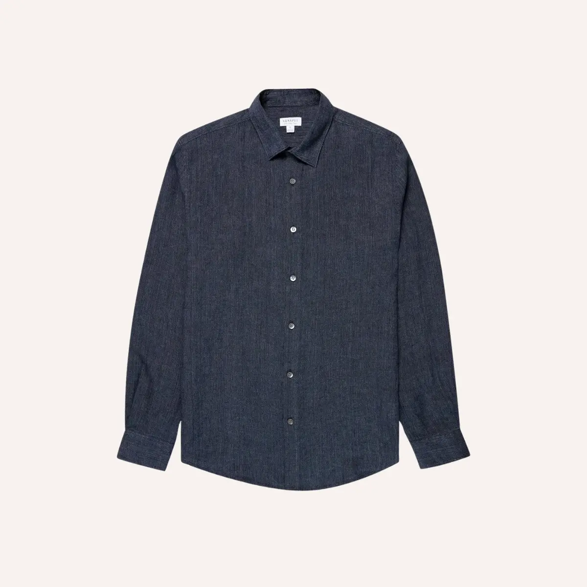 Navy Melange Linen Shirt 1