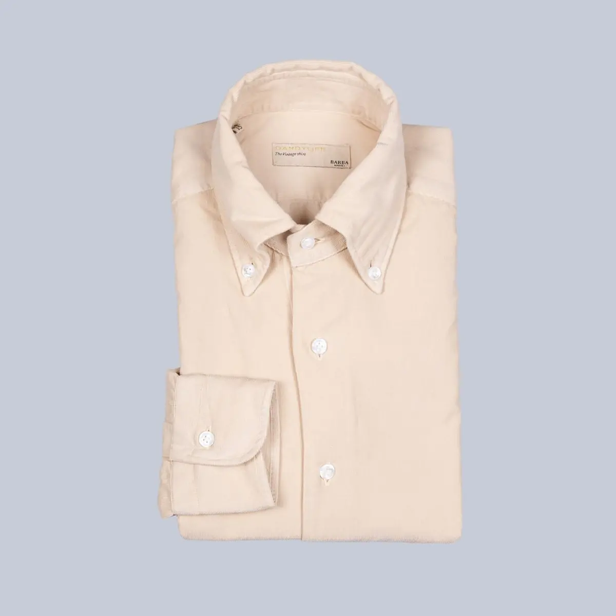 Beige Cotton Corduroy Button Down Shirt 1