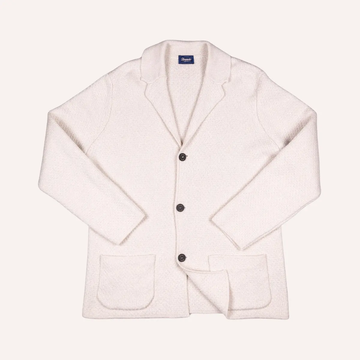 Ecru Wool Linen Knitted Cardigan Blazer 1