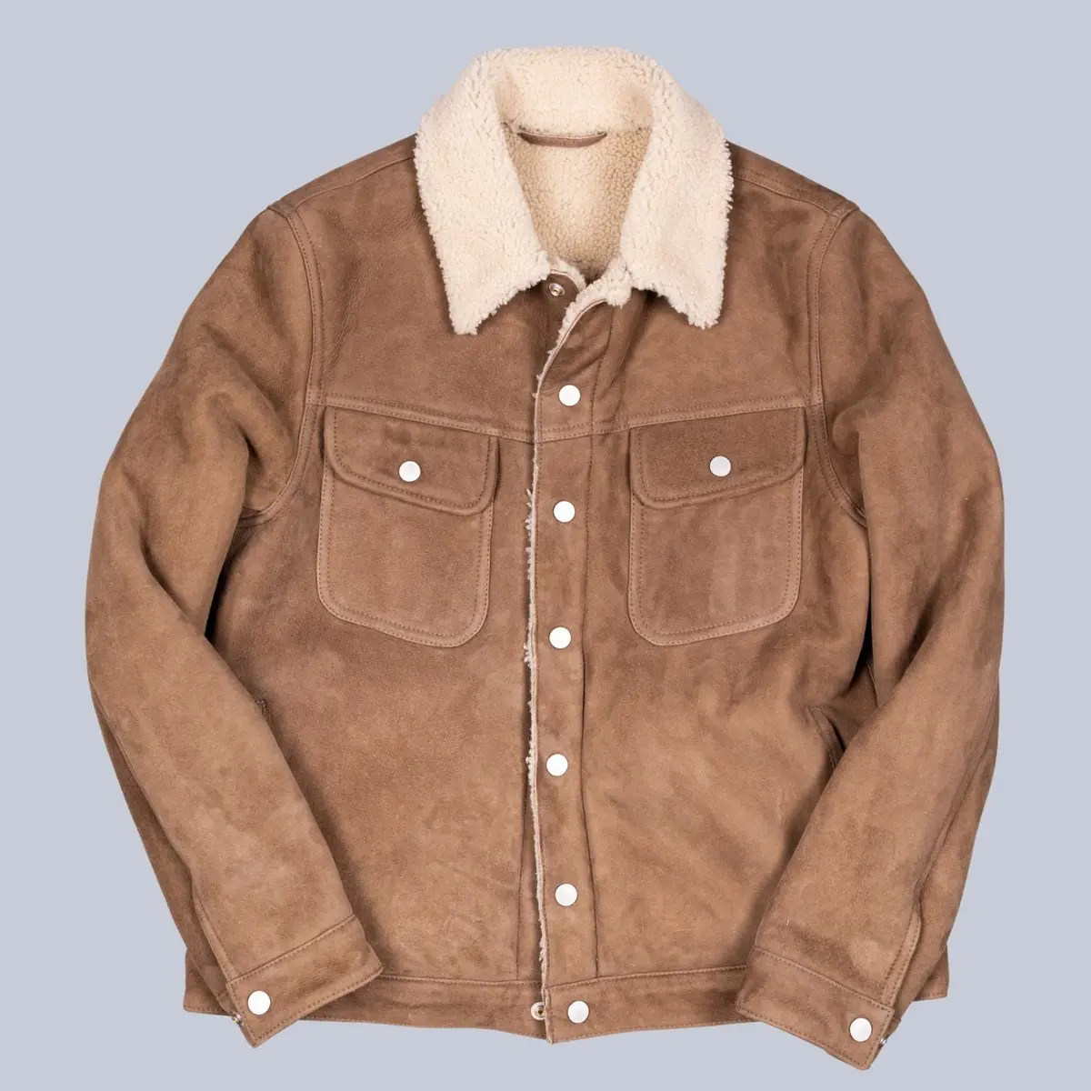 Light Brown Shearling Suede Trucker Jacket 1