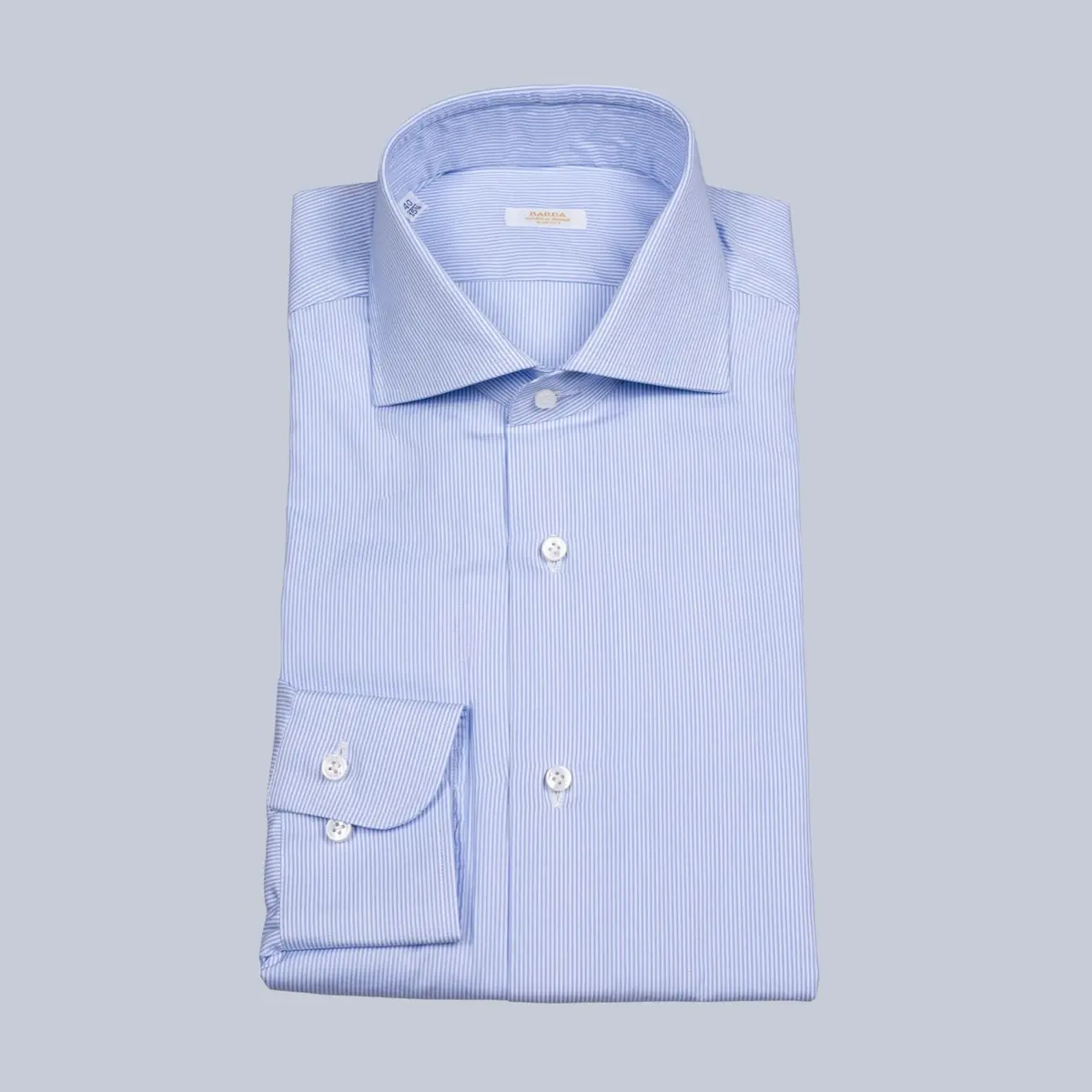 White And Light Blue Striped Poplin 1