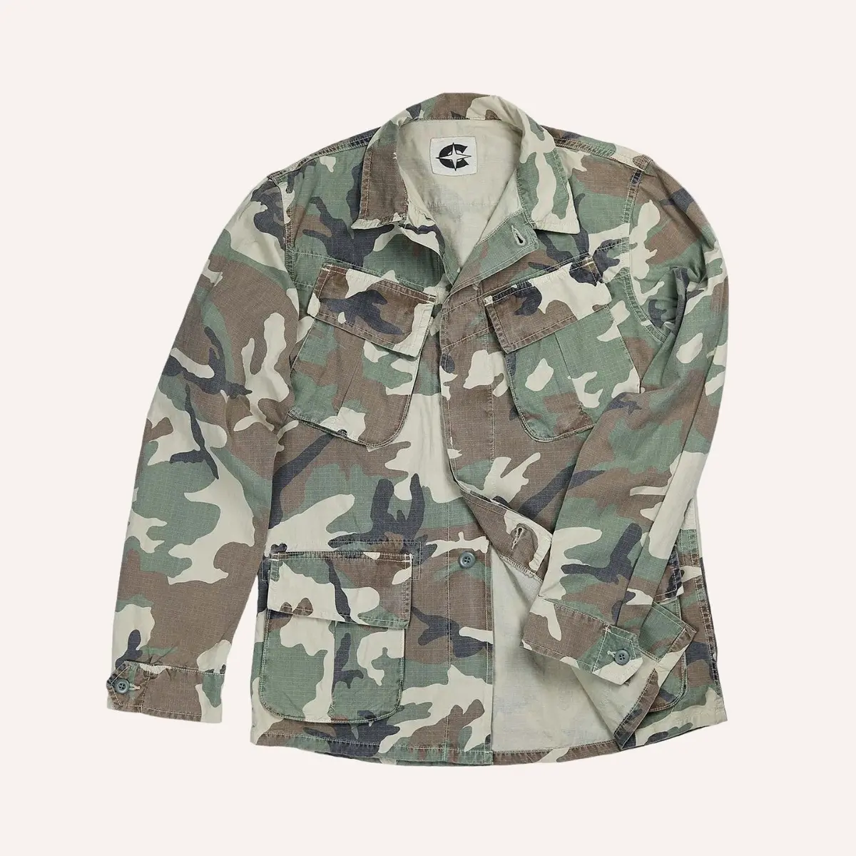 Green Washed Cotton Fatigue Camouflage Jacket 1
