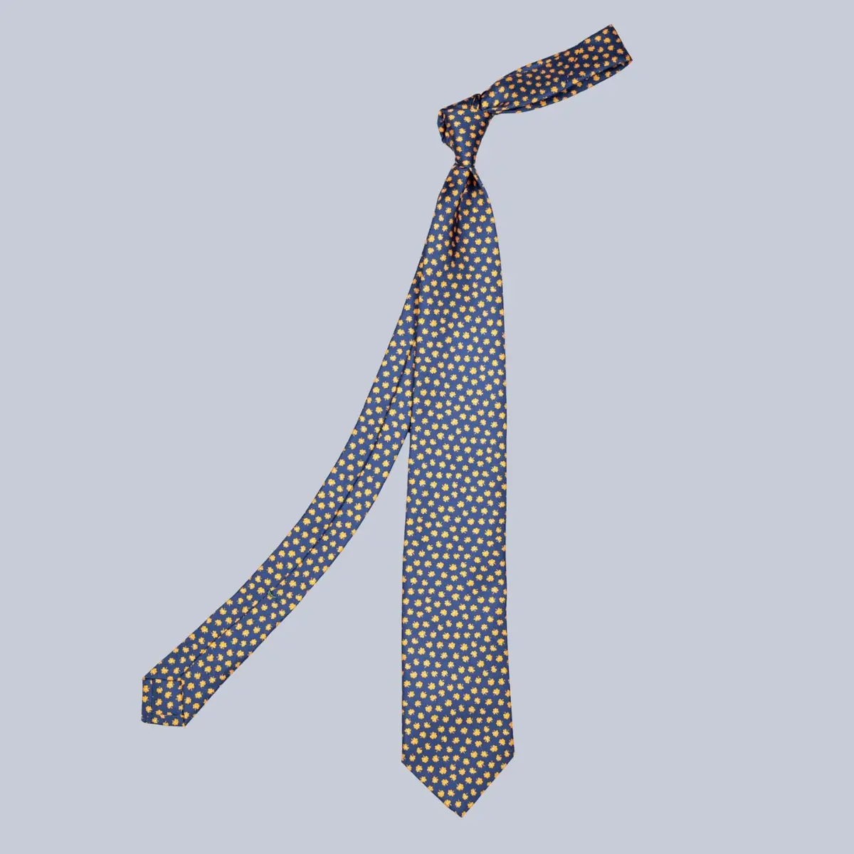 Navy Orange & Turquoise Clover Pattern Tie 1