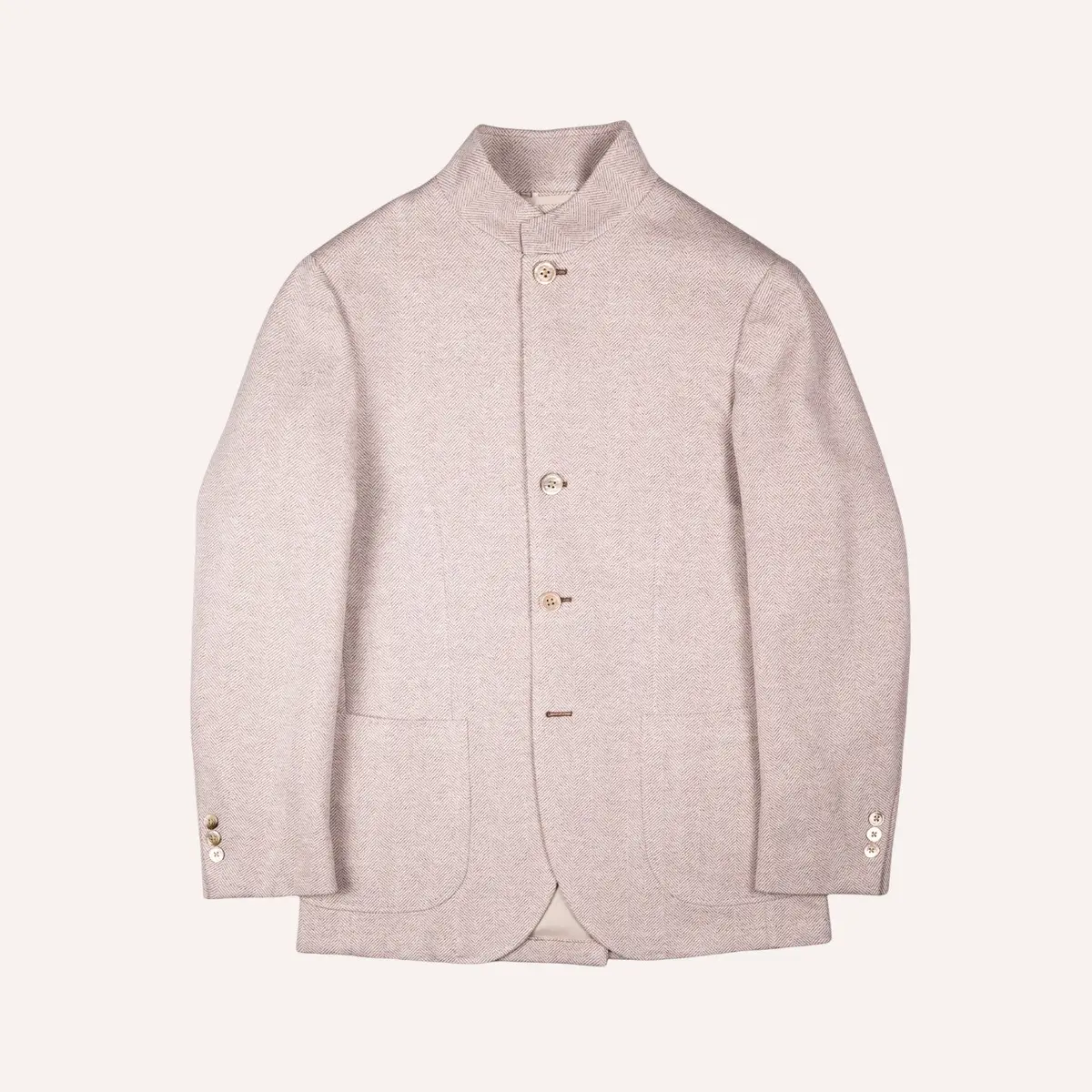 Taupe Herringbone Nehru Jacket 1