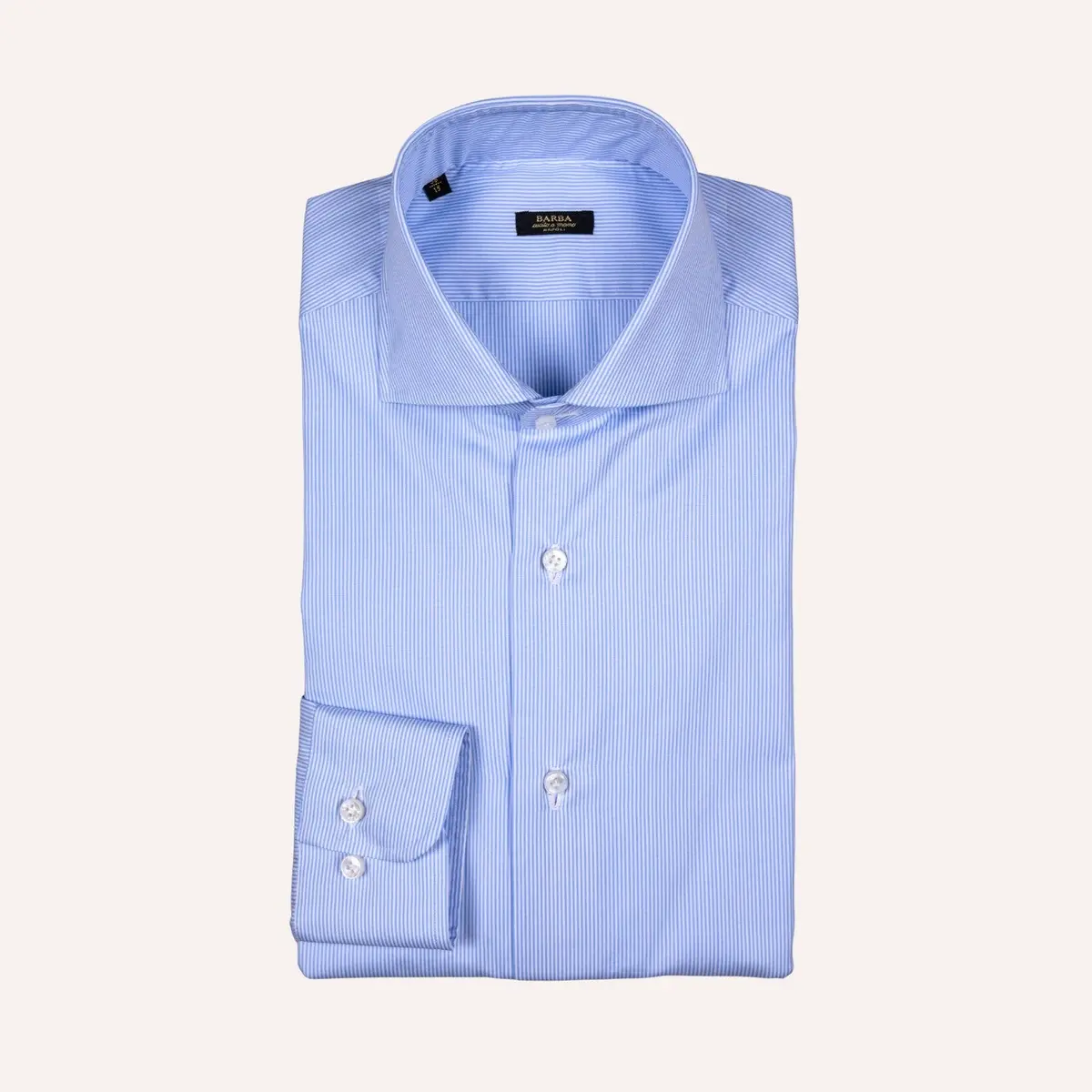 Light Blue & White Pencil Strip Slim Fit Cut Away Shirt 1