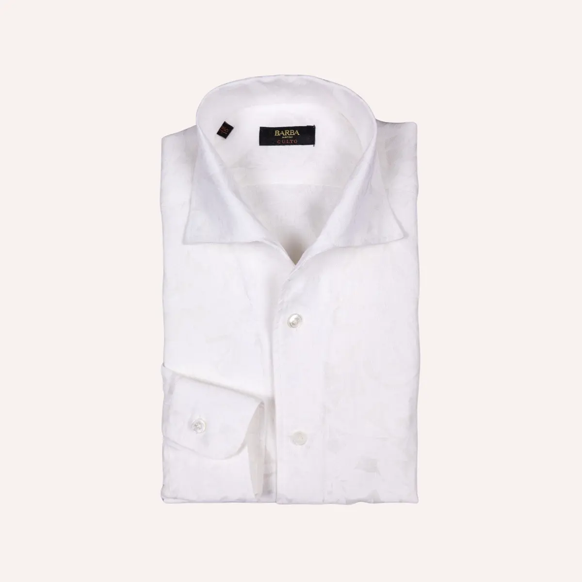 Cream White Linen Flower Print One Piece Collar Shirt 1