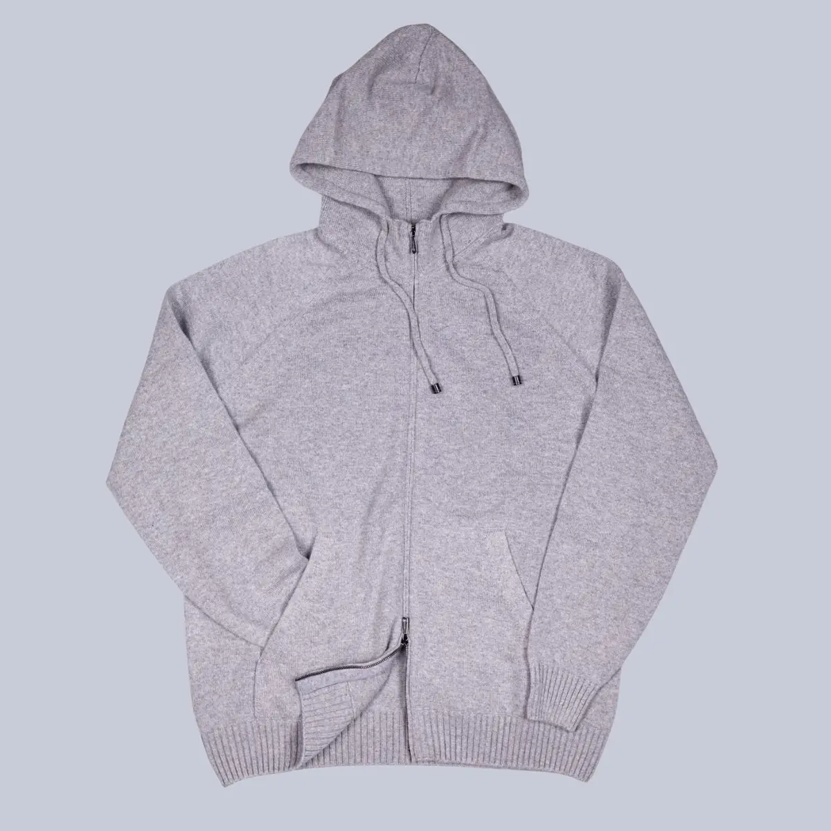 Grey Cashmere Raglan Full Zip Hoodie 1