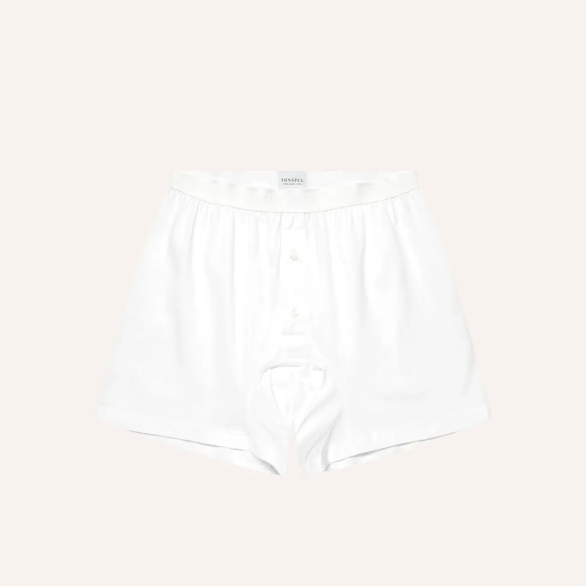 White Superfine Cotton Two‑Button Boxer Briefs 1
