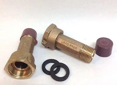 Pair 1/2" Water Meter Coupling, Lead-Free Brass, 5/8" Meter Nut X 1/2" Male Npt 1
