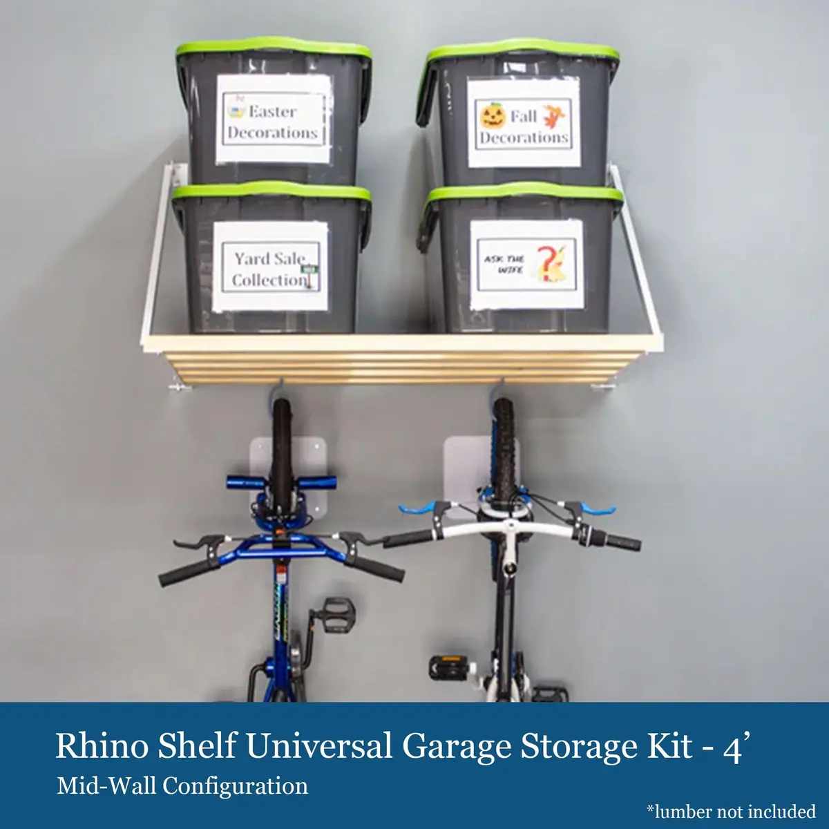Rhino Shelf Universal Garage Wall-Mounted Storage Kit 1