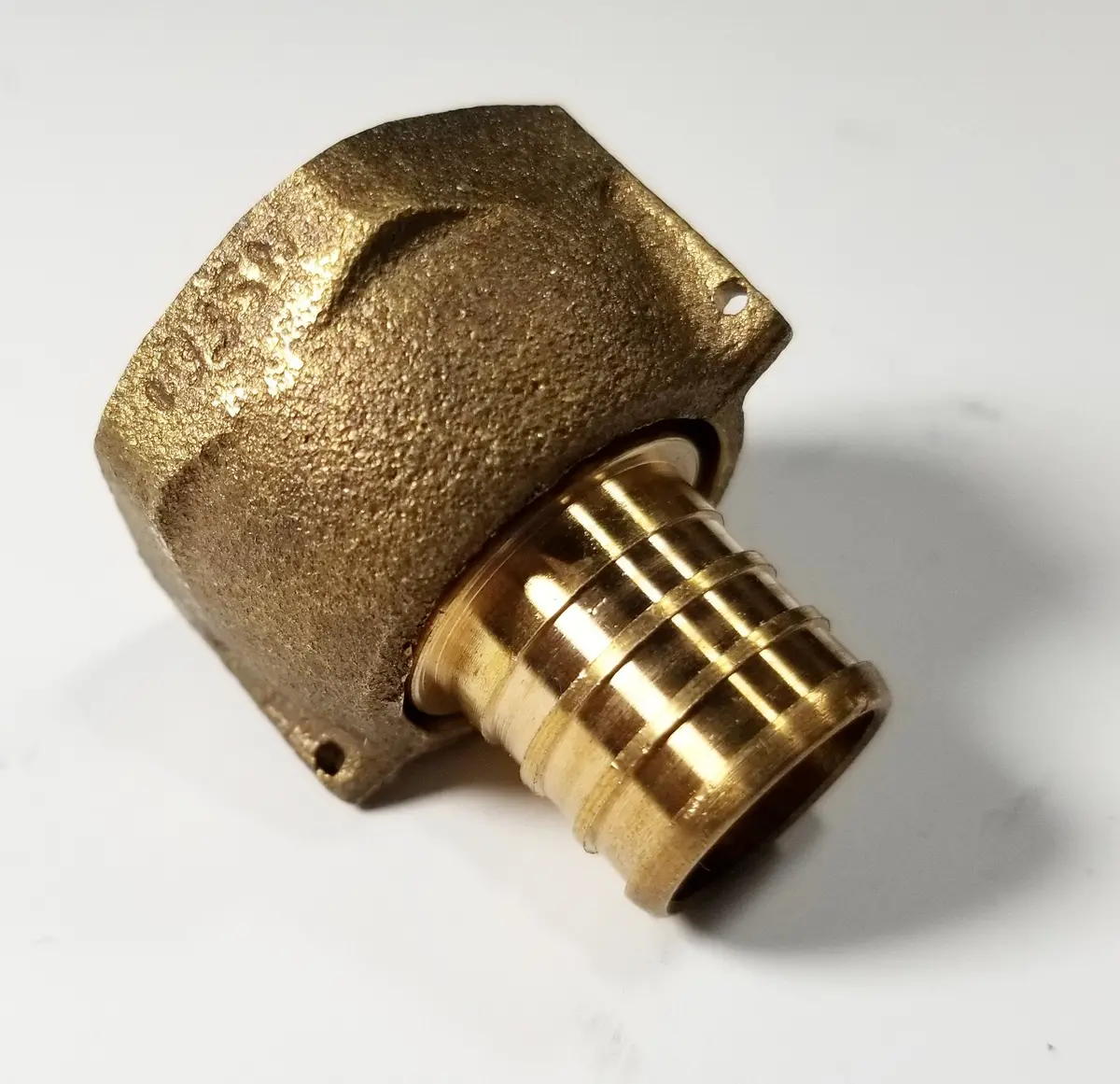 5/8" Water Meter Coupling, Lead Free Brass, Swivel Nut X 3/4 Pex Tubing Barb 2