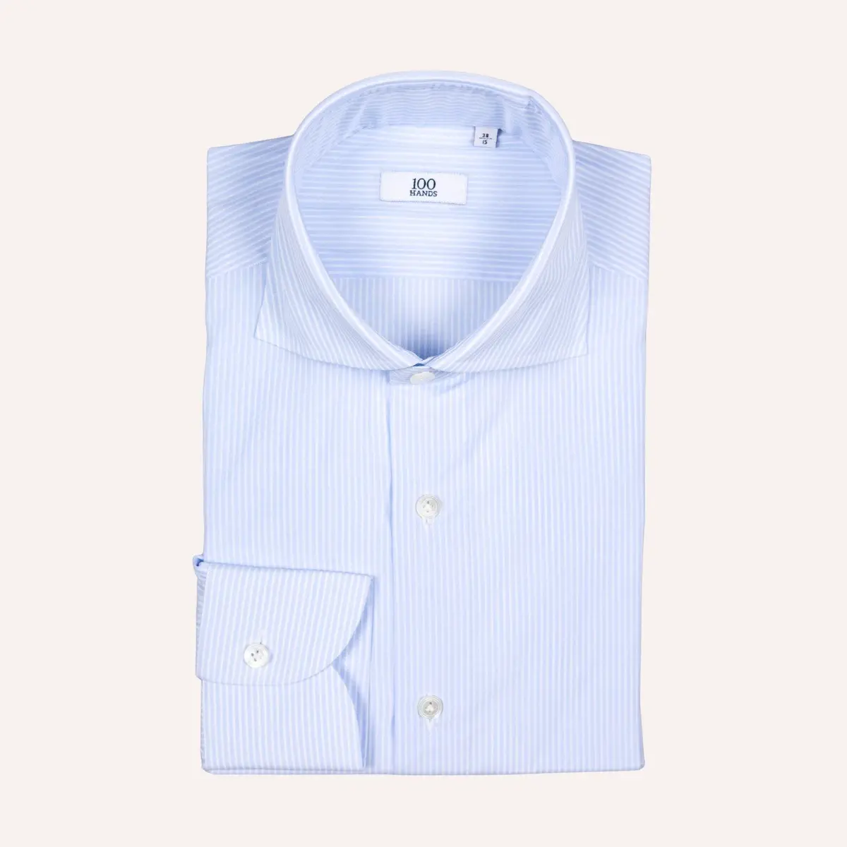 Light Blue Stripe Cutaway Cotton Shirt 1
