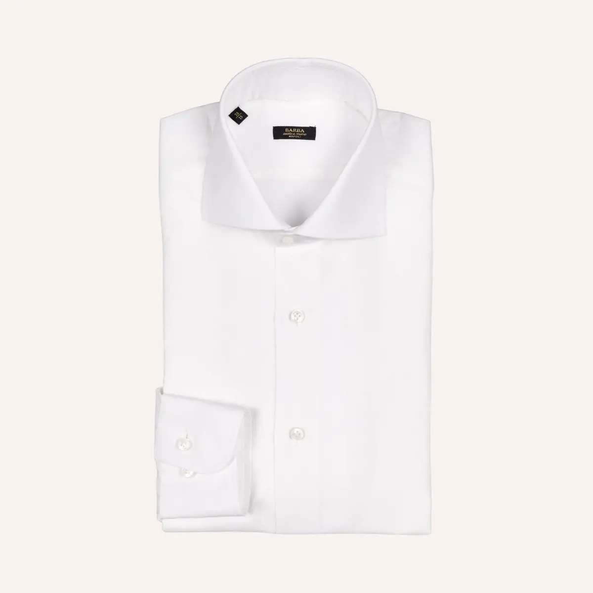 White Cotton Linen Slim Fit Cut Away Shirt 1
