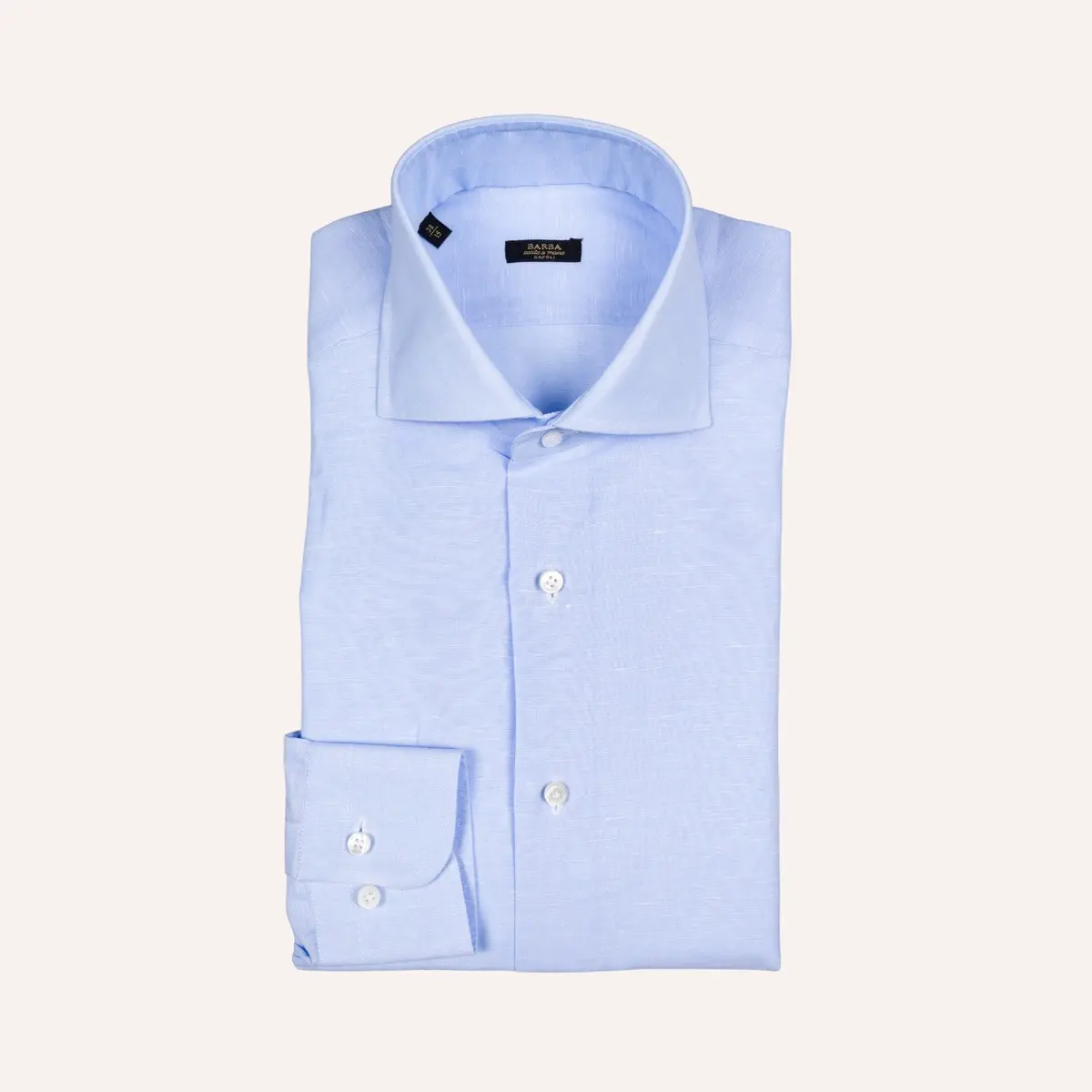 Light Blue Cotton Linen Slim Fit Cut Away Shirt 1