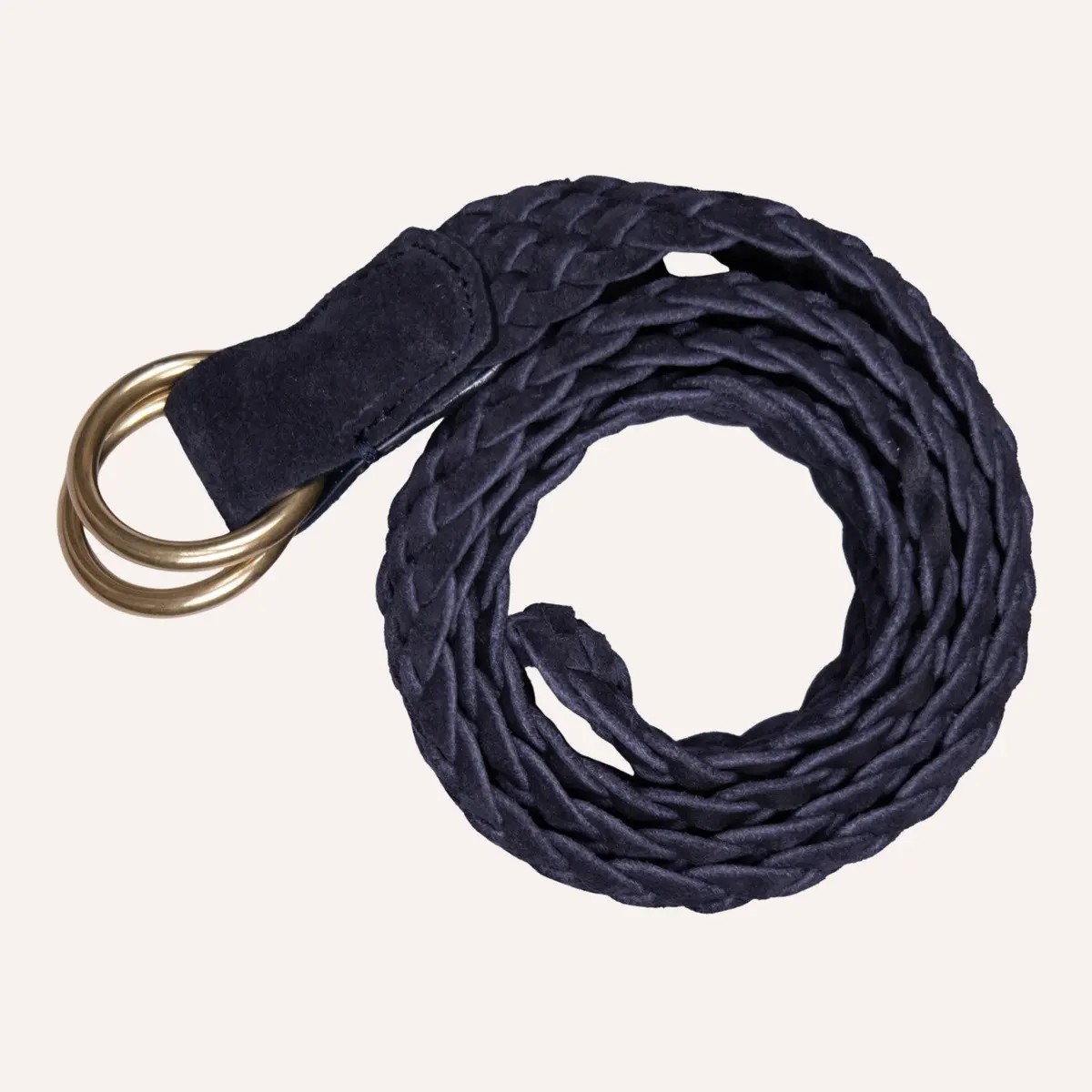 Navy Woven Suede Ring Buckle Belt 1