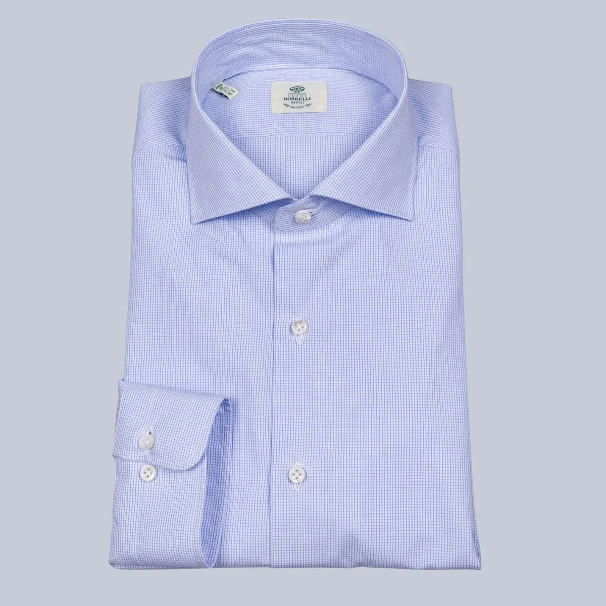 Blue Micro Gingham Shirt Popelin 1