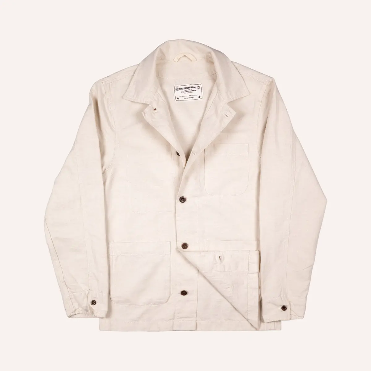 Ecru Cotton Linen Overshirt 1