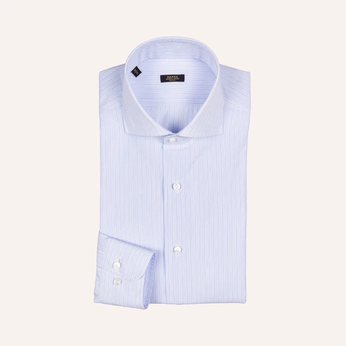 White & Light Blue Strip Slim Fit Cut Away Shirt 1