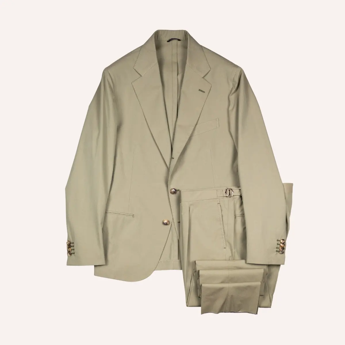 Olive Green Cotton Silk Suit 1